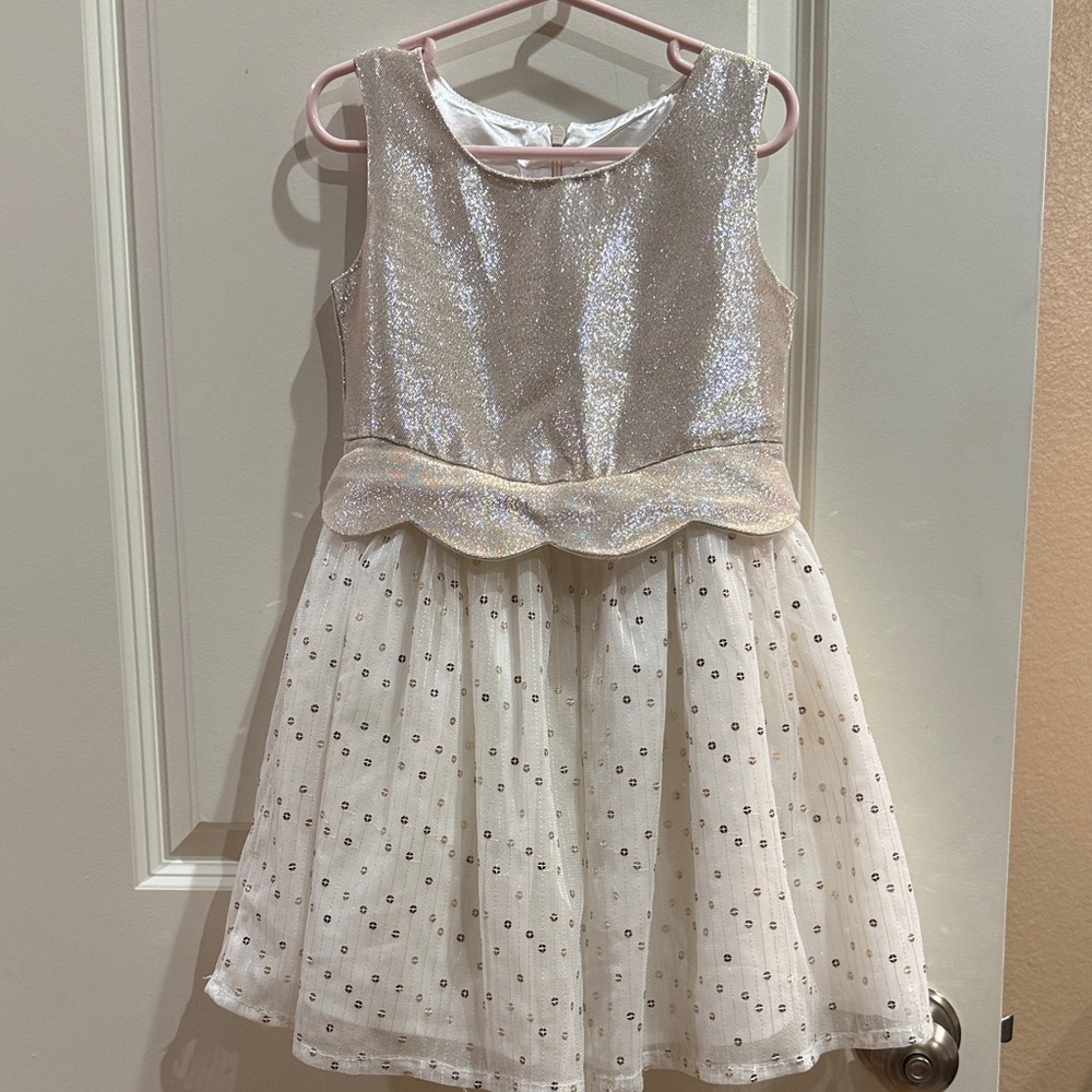 Cat & Jack Silver and White Girls' Dress